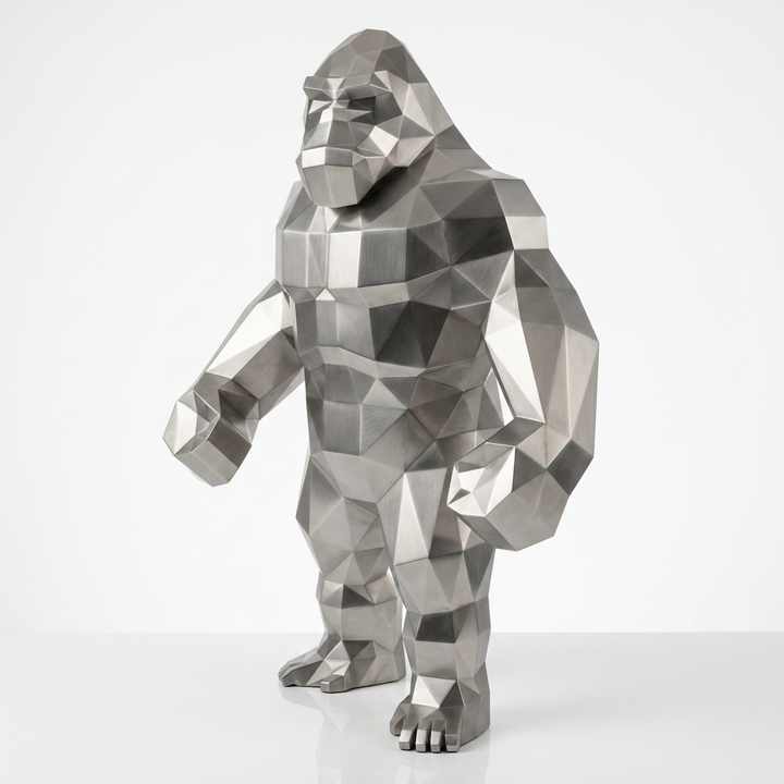 Grande Statue Géométrique de Gorille - Sculpture Origami