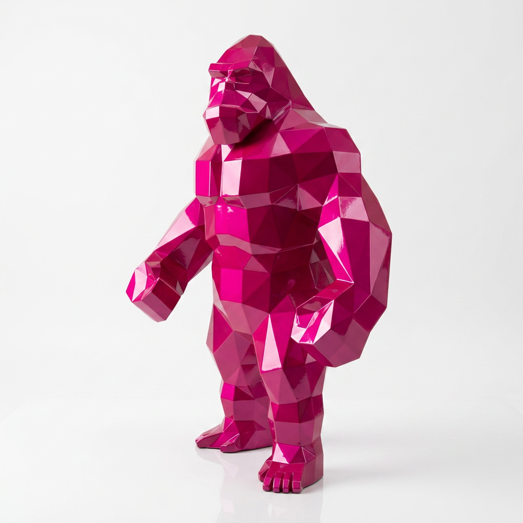 Grande Statue Géométrique de Gorille - Sculpture Origami
