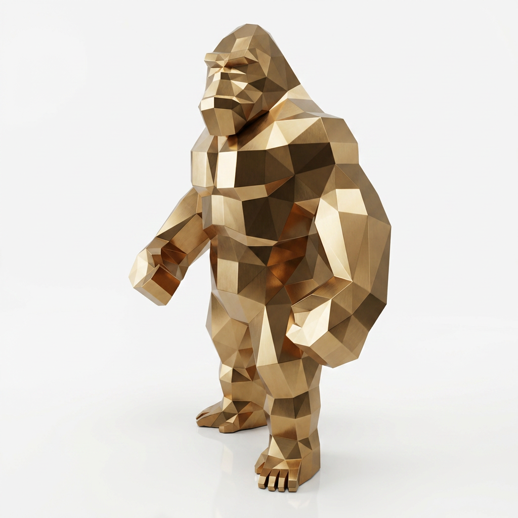 Grande Statue Géométrique de Gorille - Sculpture Origami
