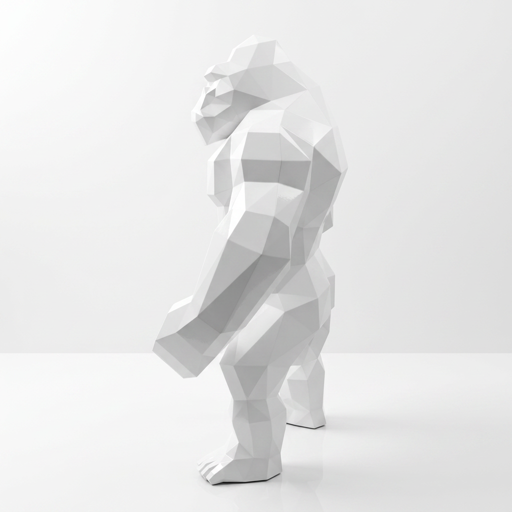 Grande Statue Géométrique de Gorille - Sculpture Origami