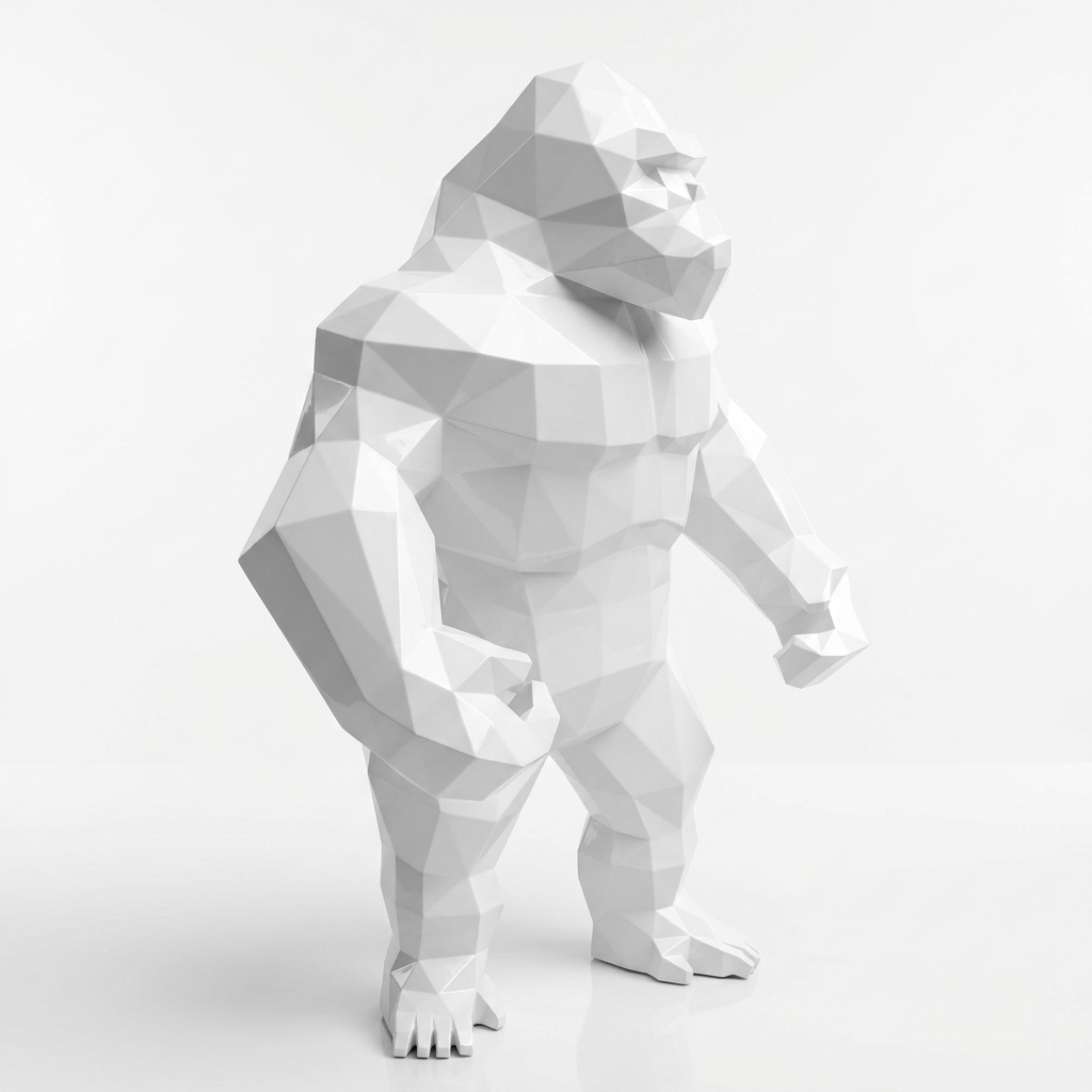 Grande Statue Géométrique de Gorille - Sculpture Origami