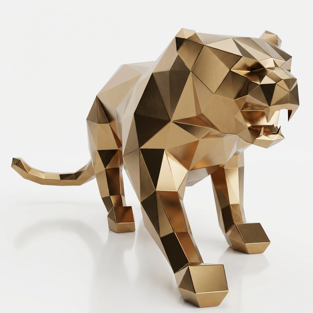 Grande Statue Panthère Design Géométrique - Sculpture Origami