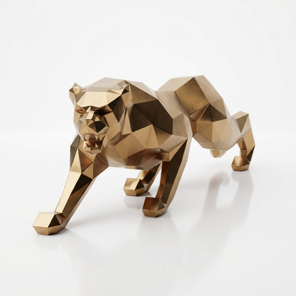Grande Statue Panthère Design Géométrique - Sculpture Origami