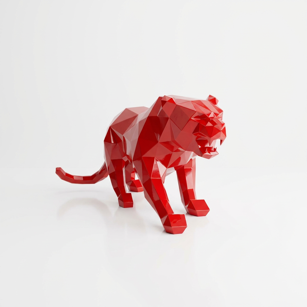 Grande Statue Panthère Design Géométrique - Sculpture Origami