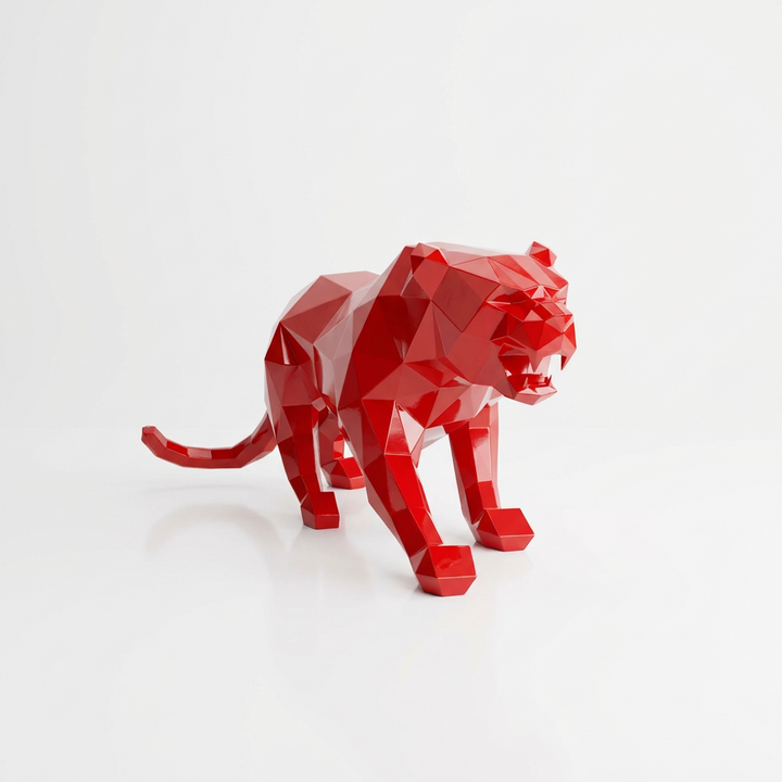 Grande Statue Panthère Design Géométrique - Sculpture Origami