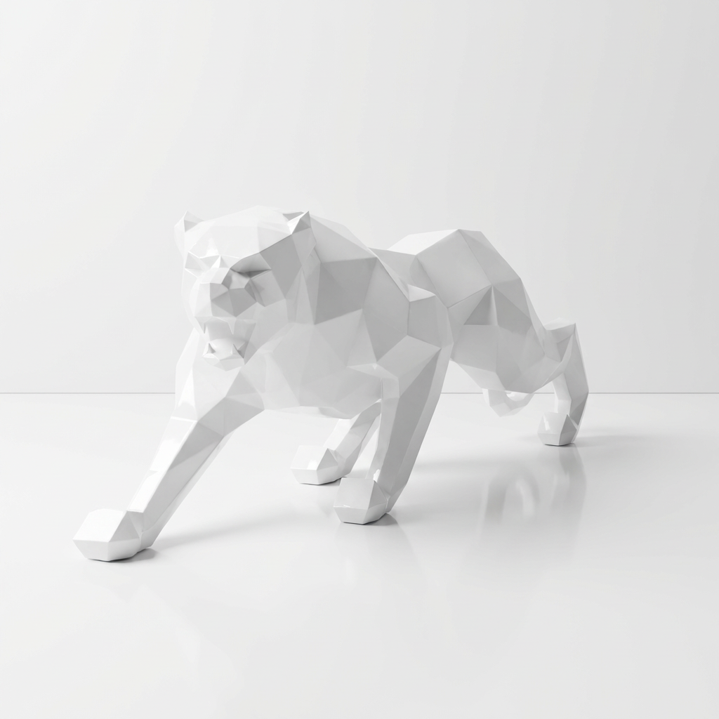 Grande Statue Panthère Design Géométrique - Sculpture Origami