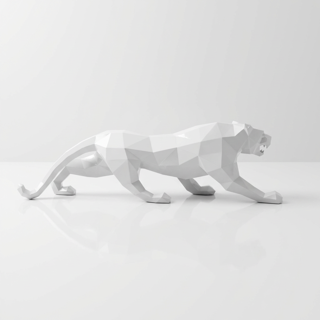 Grande Statue Panthère Design Géométrique - Sculpture Origami