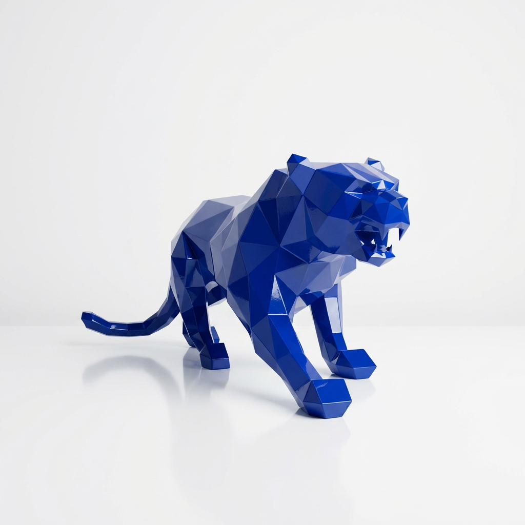 Grande Statue Panthère Design Géométrique - Sculpture Origami