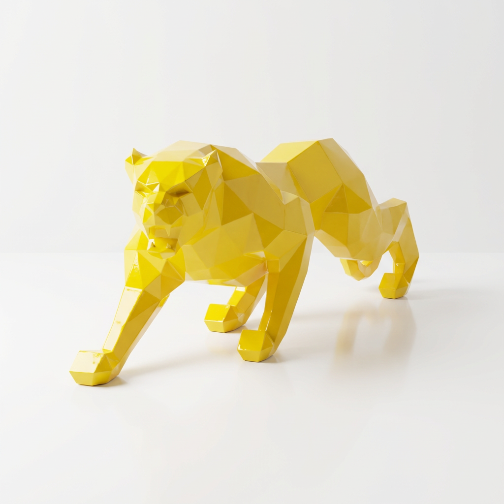 Grande Statue Panthère Design Géométrique - Sculpture Origami