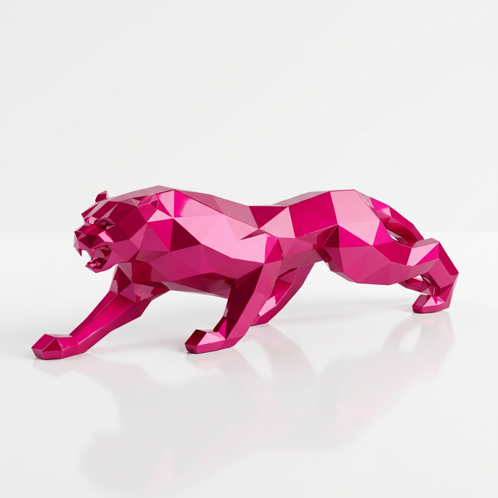 Grande Statue Panthère Design Géométrique - Sculpture Origami