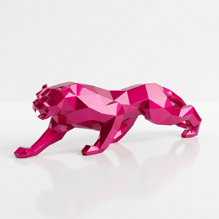 Grande Statue Panthère Design Géométrique - Sculpture Origami