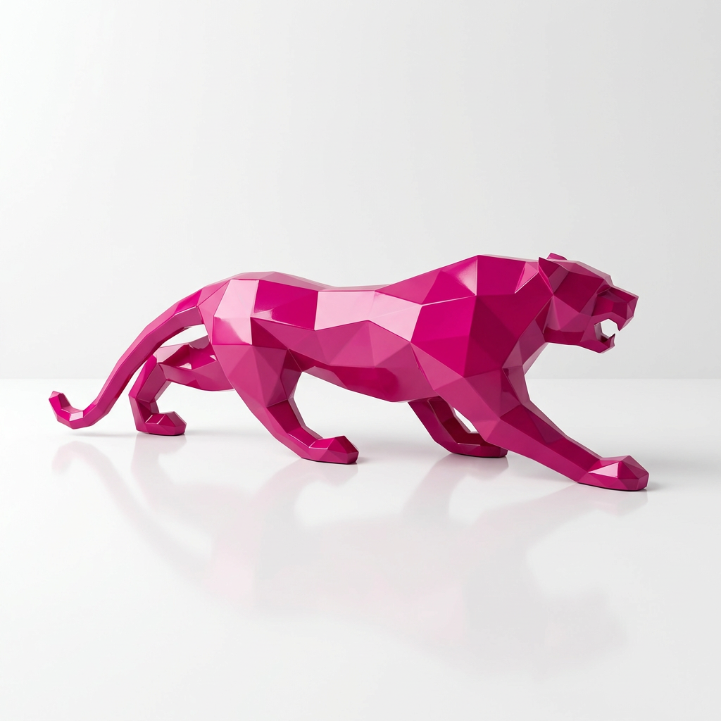 Grande Statue Panthère Design Géométrique - Sculpture Origami