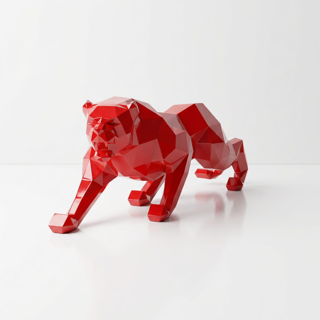 Grande Statue Panthère Design Géométrique - Sculpture Origami