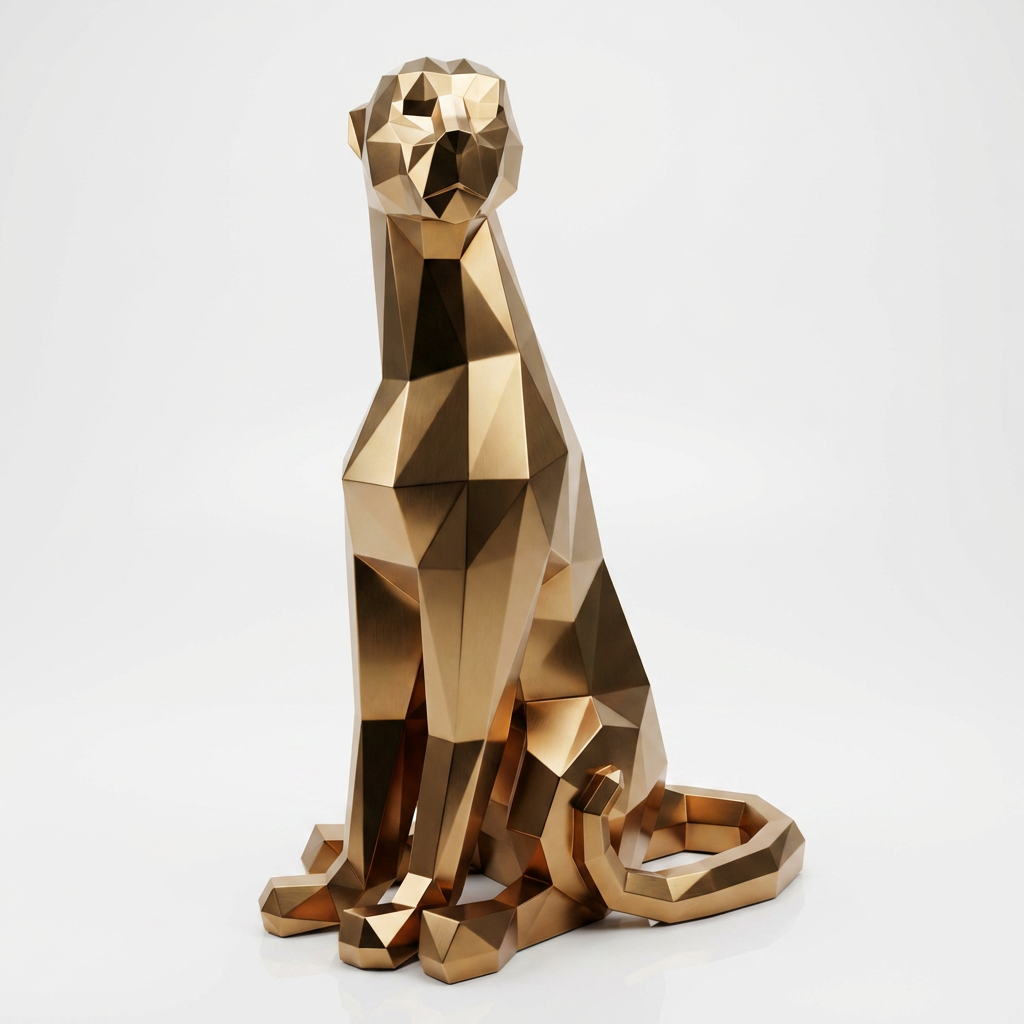 Grande Statue panthère en origami - Sculpture Origami