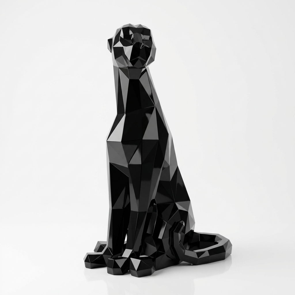 Grande Statue panthère en origami - Sculpture Origami