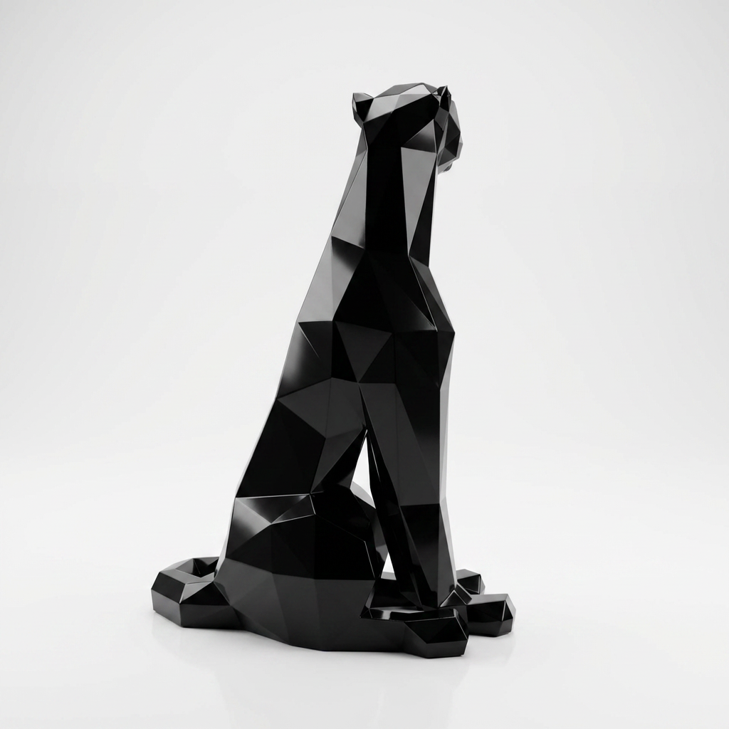 Grande Statue panthère en origami - Sculpture Origami