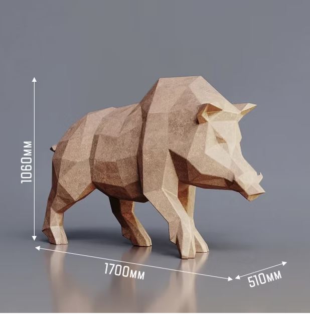 Sculpture Sanglier Polygone - Sculpture Origami