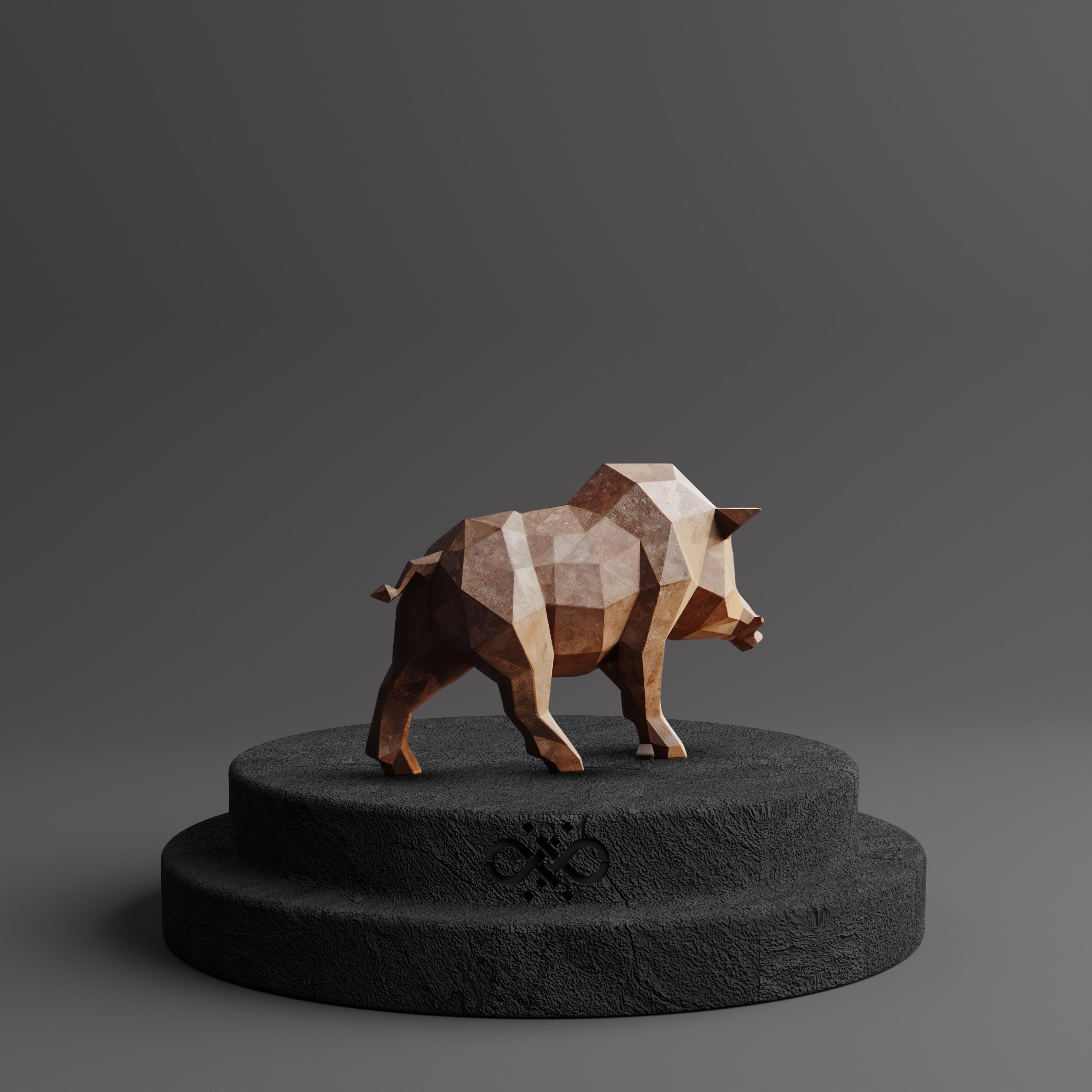 Sculpture Sanglier Polygone - Sculpture Origami