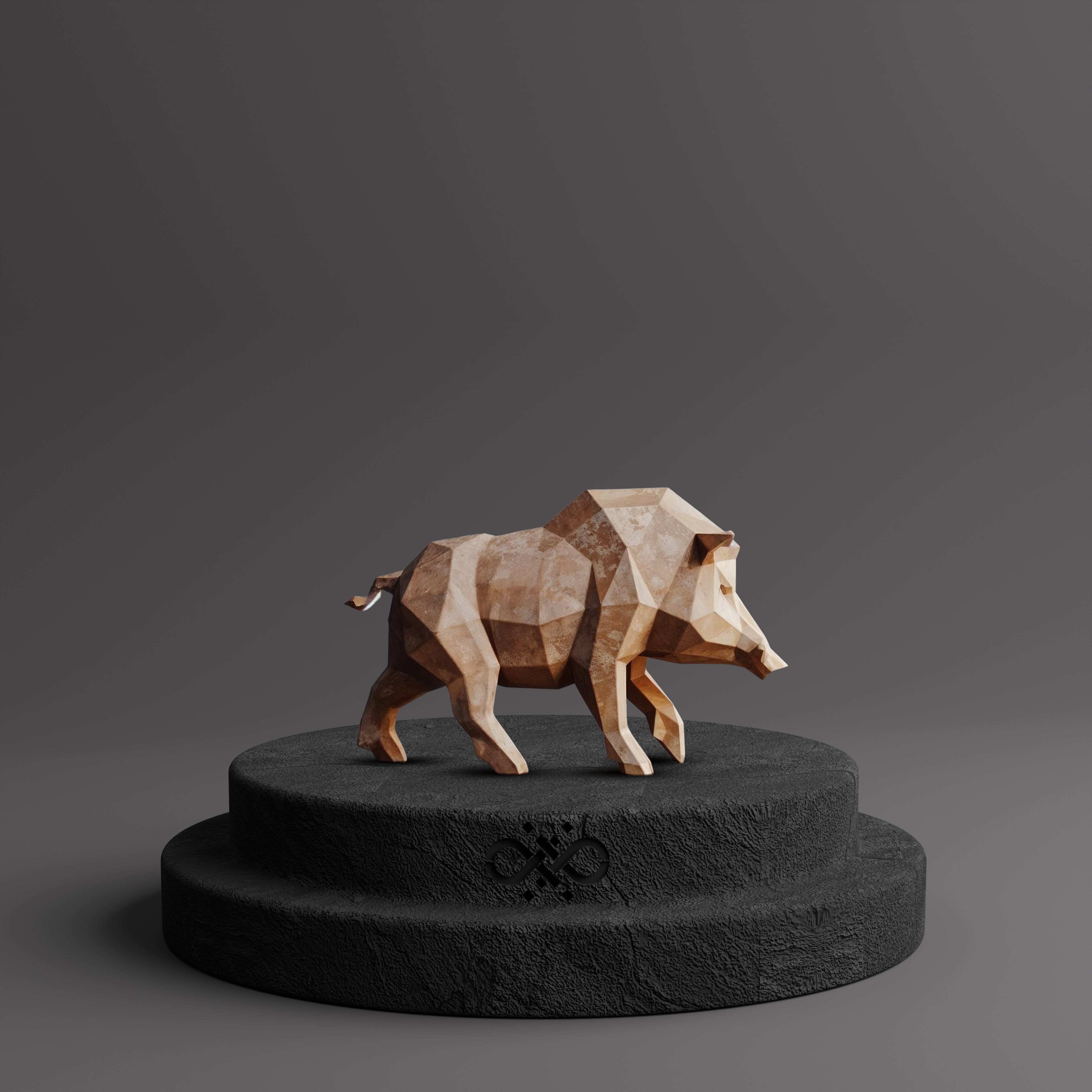 Sculpture Sanglier Polygone - Sculpture Origami