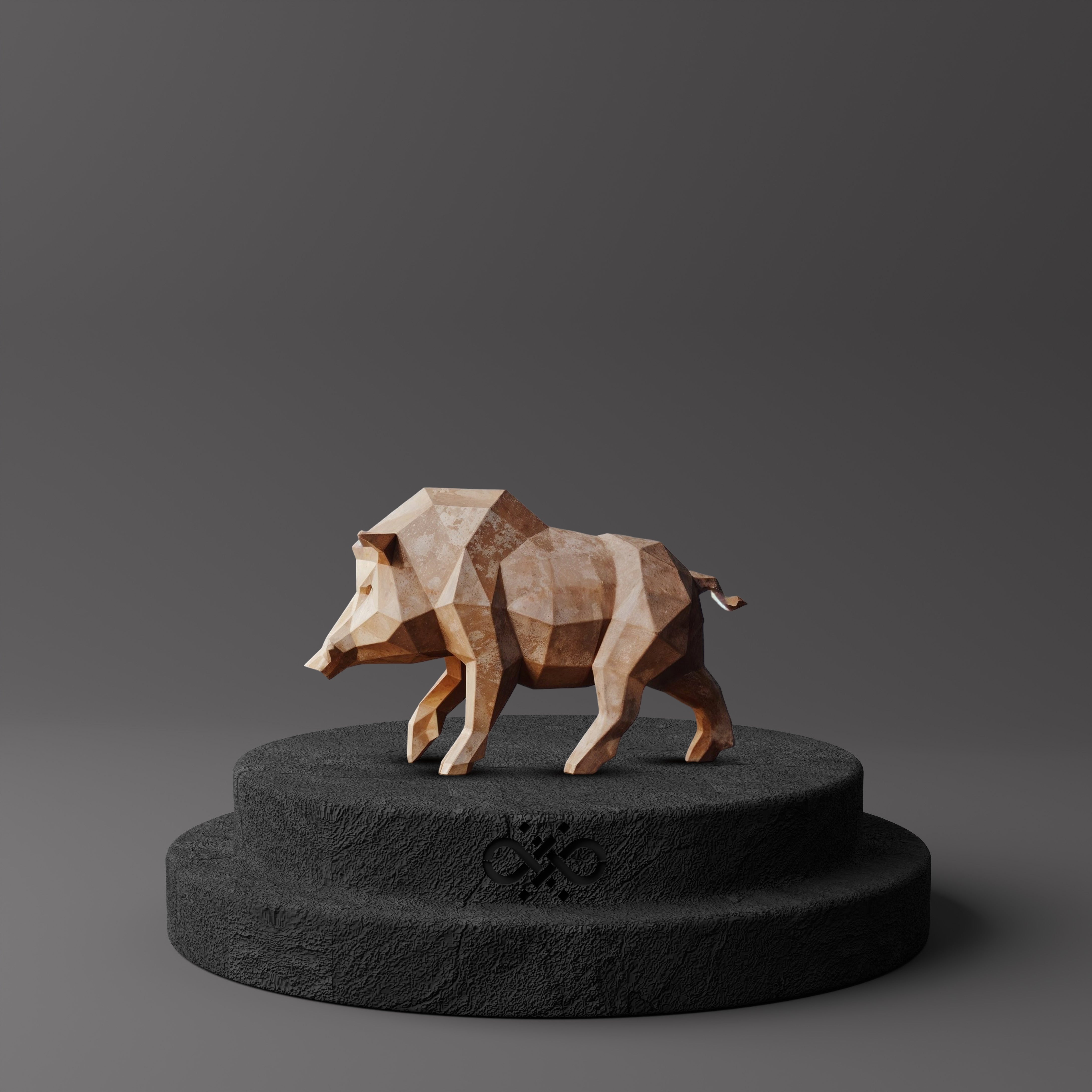 Sculpture Sanglier Polygone - Sculpture Origami