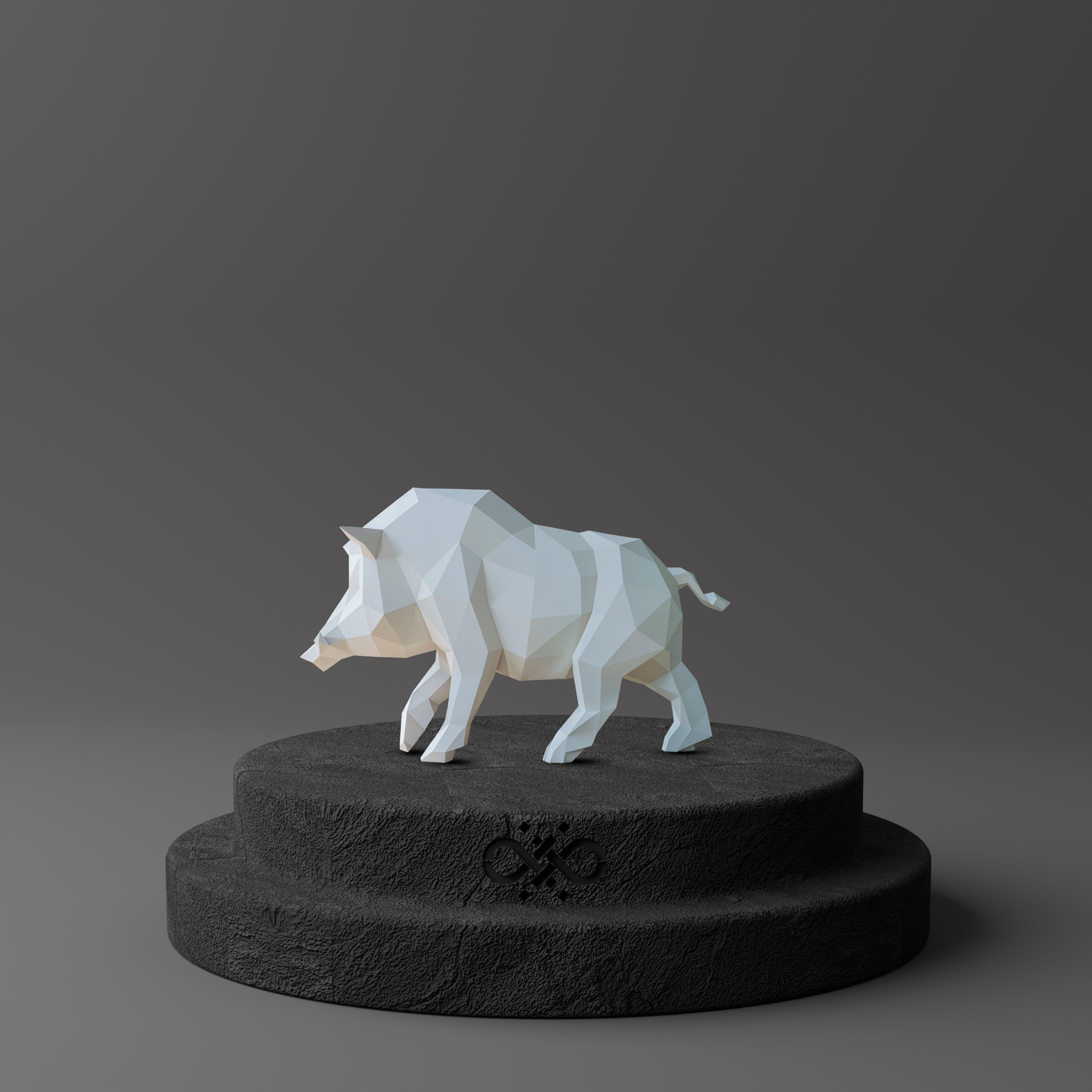 Sculpture Sanglier Polygone - Sculpture Origami