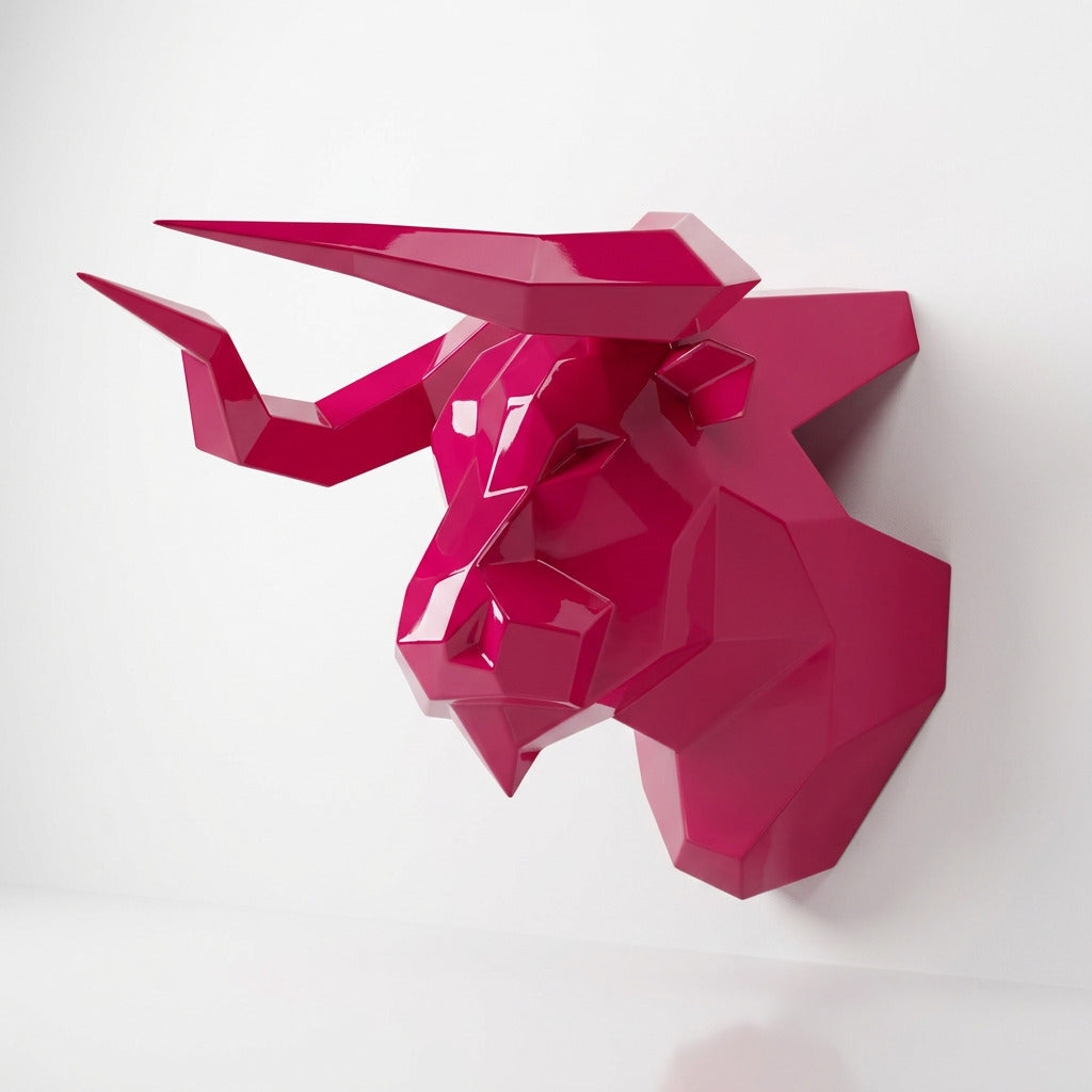 Sculpture Tête de Taureau Murale Facettée - Sculpture Origami