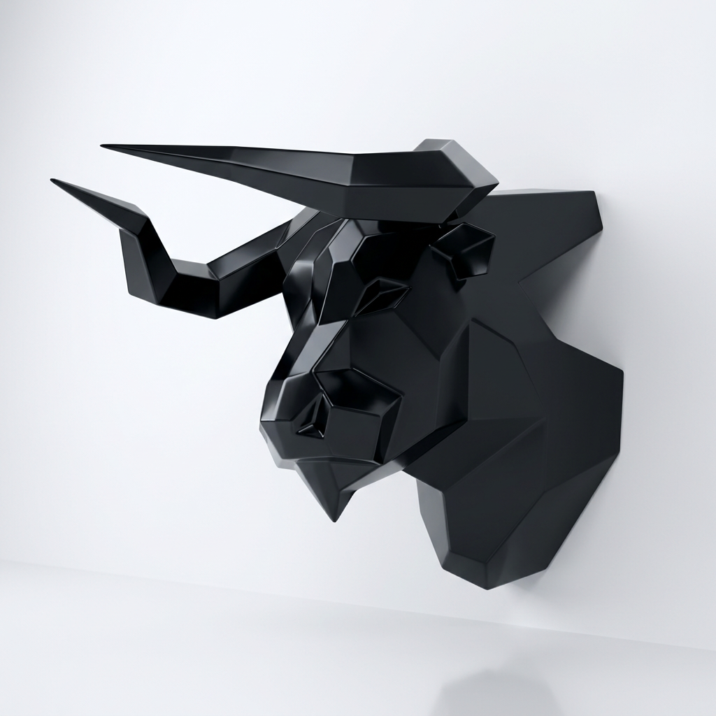 Sculpture Tête de Taureau Murale Facettée - Sculpture Origami