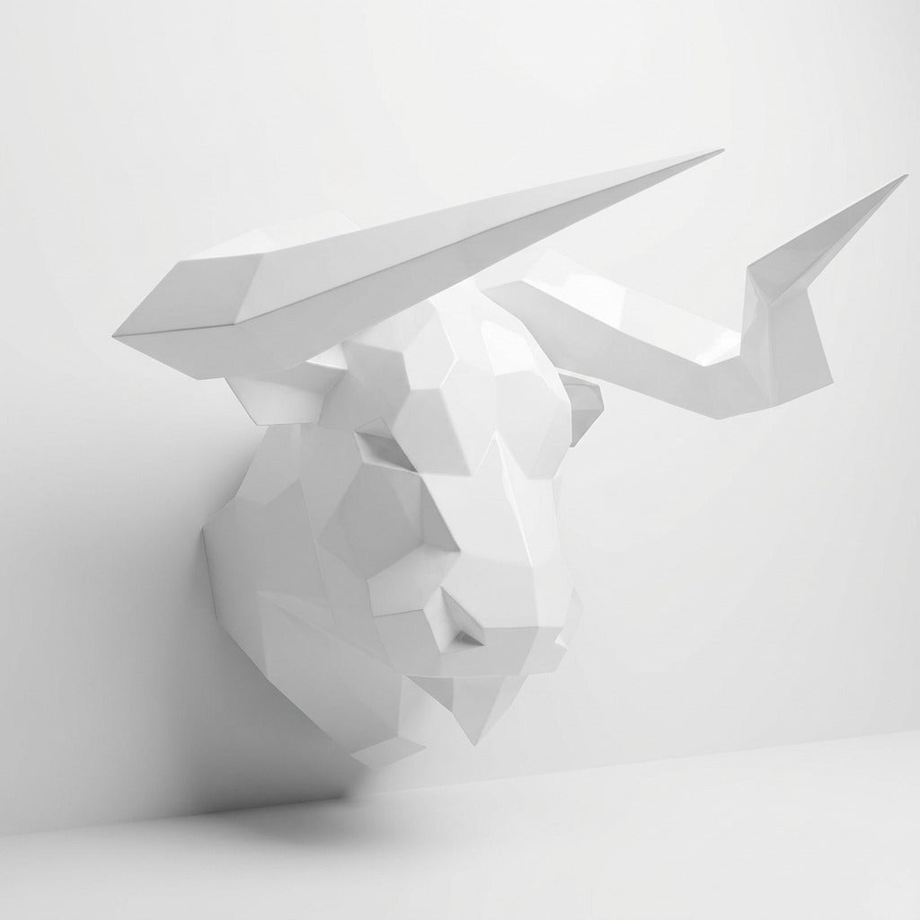 Sculpture Tête de Taureau Murale Facettée - Sculpture Origami