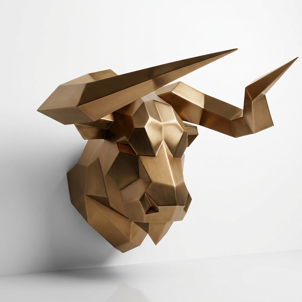 Sculpture Tête de Taureau Murale Facettée - Sculpture Origami