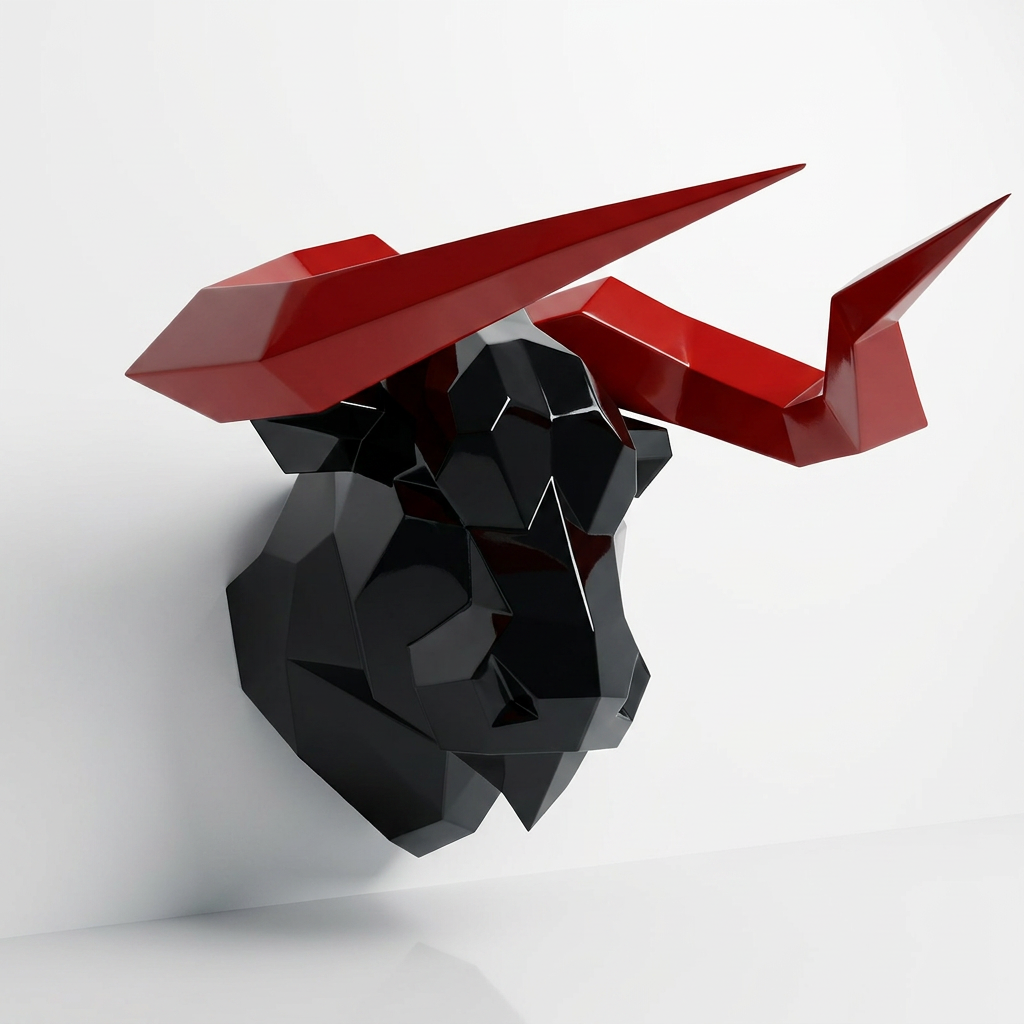 Sculpture Tête de Taureau Murale Facettée - Sculpture Origami