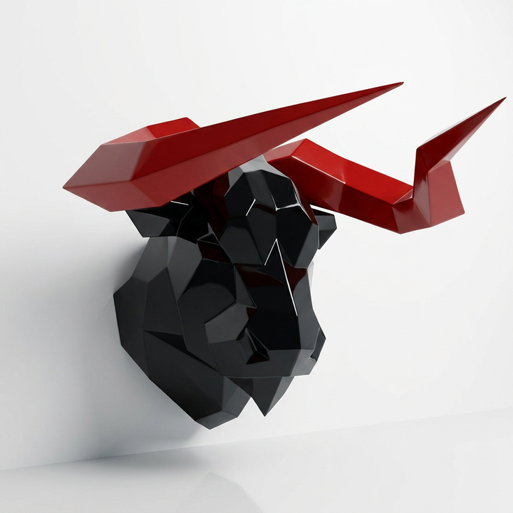 Sculpture Tête de Taureau Murale Facettée - Sculpture Origami