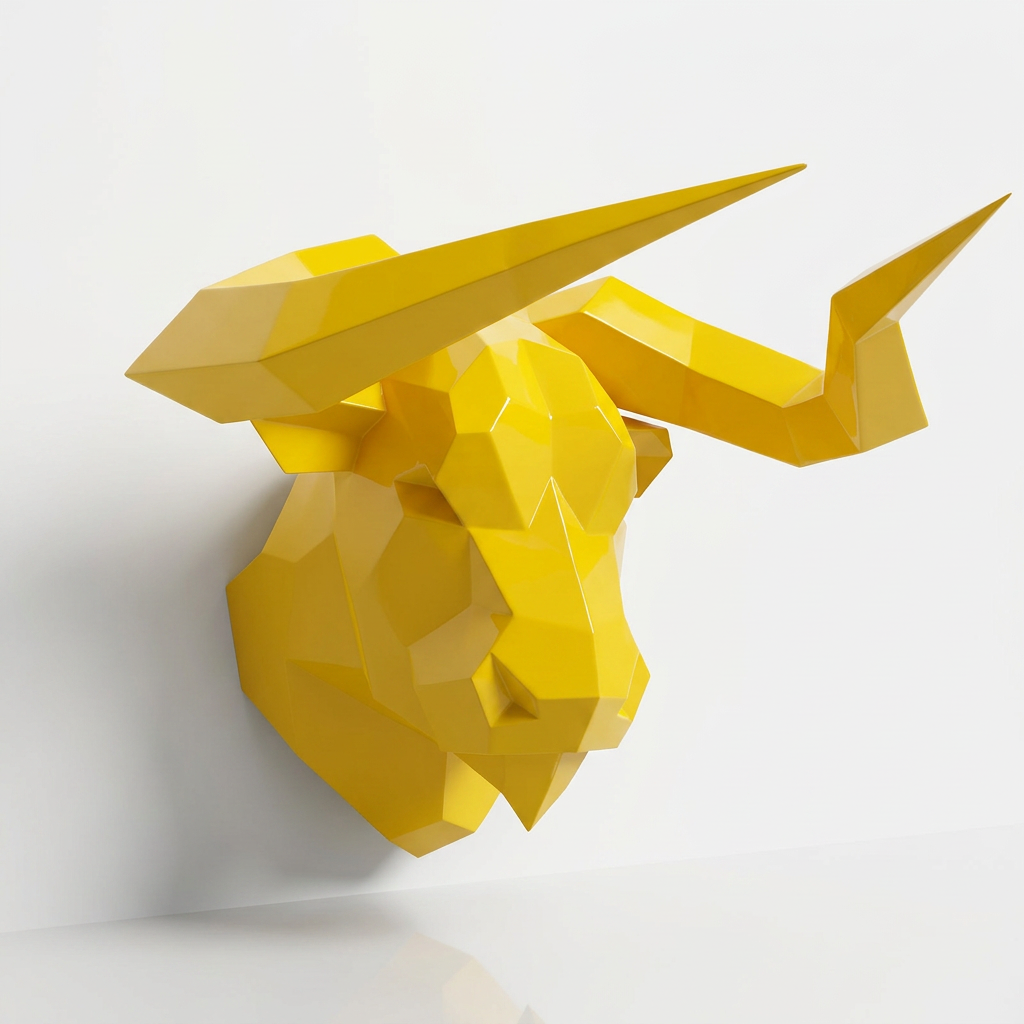 Sculpture Tête de Taureau Murale Facettée - Sculpture Origami