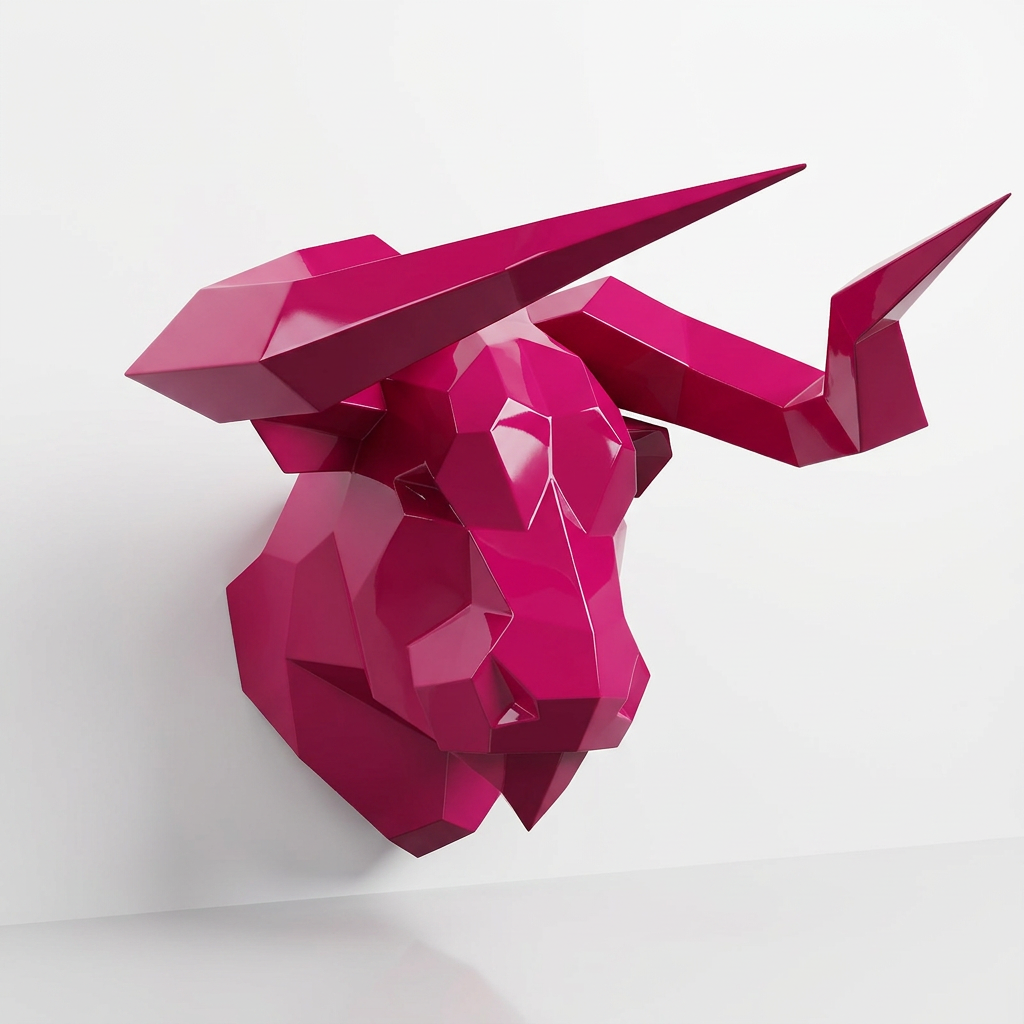 Sculpture Tête de Taureau Murale Facettée - Sculpture Origami