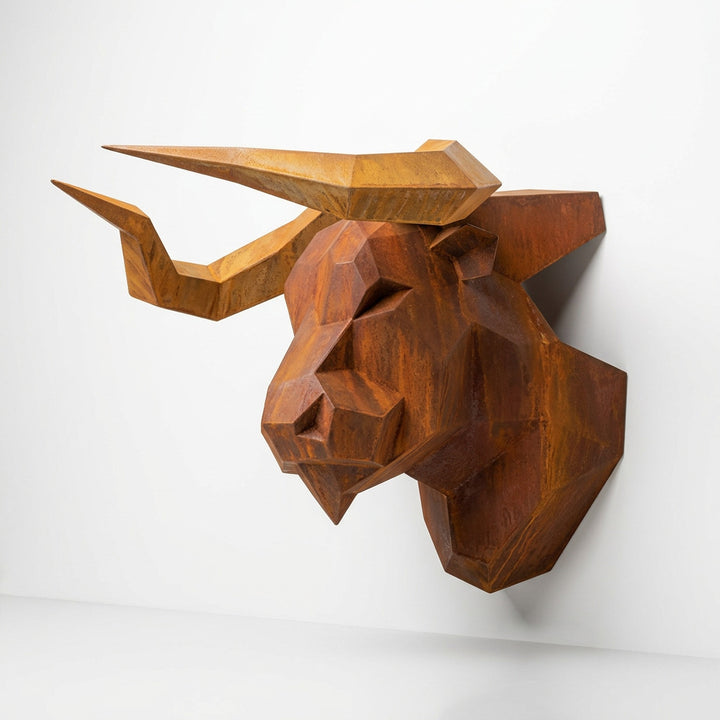 Sculpture Tête de Taureau Murale Facettée - Sculpture Origami