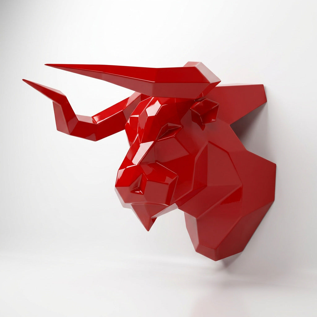 Sculpture Tête de Taureau Murale Facettée - Sculpture Origami