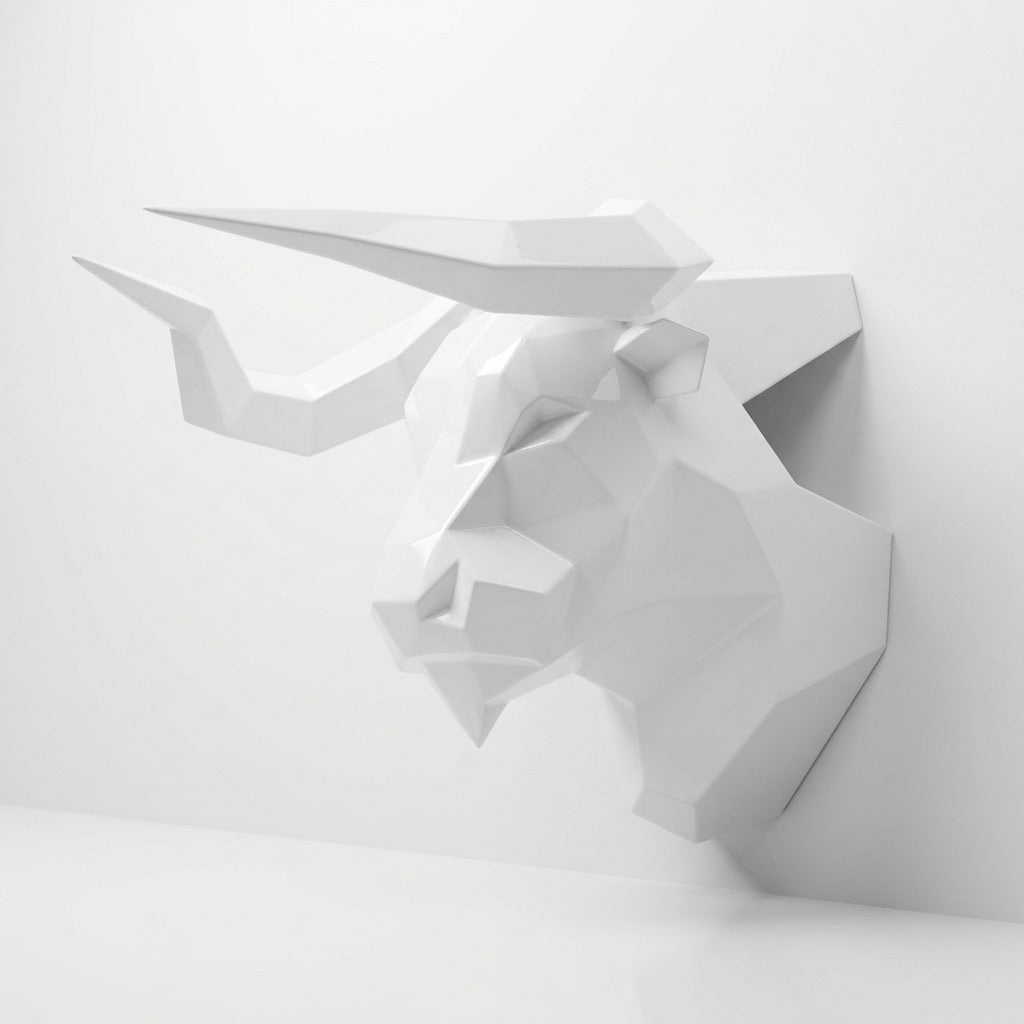 Sculpture Tête de Taureau Murale Facettée - Sculpture Origami