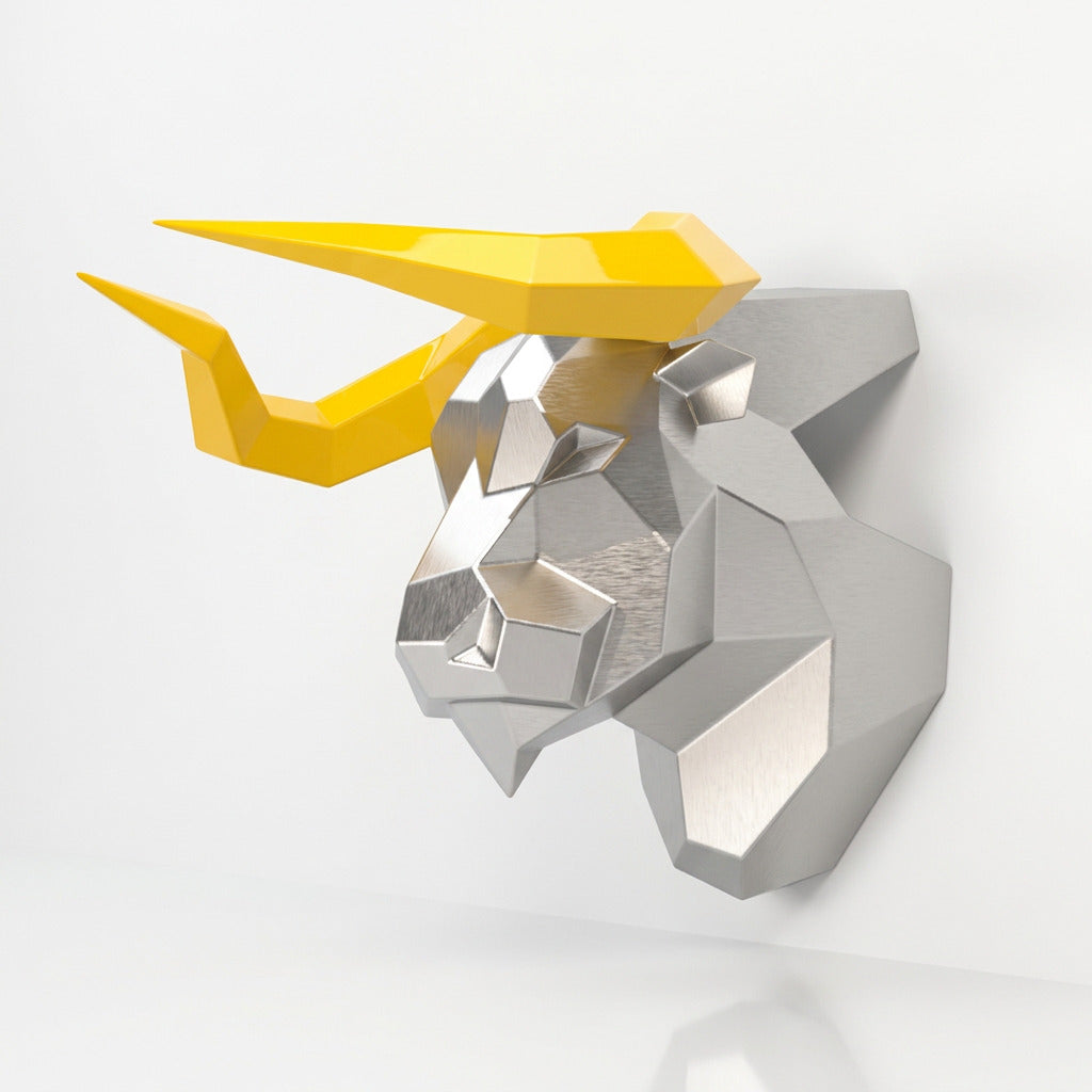 Sculpture Tête de Taureau Murale Facettée - Sculpture Origami