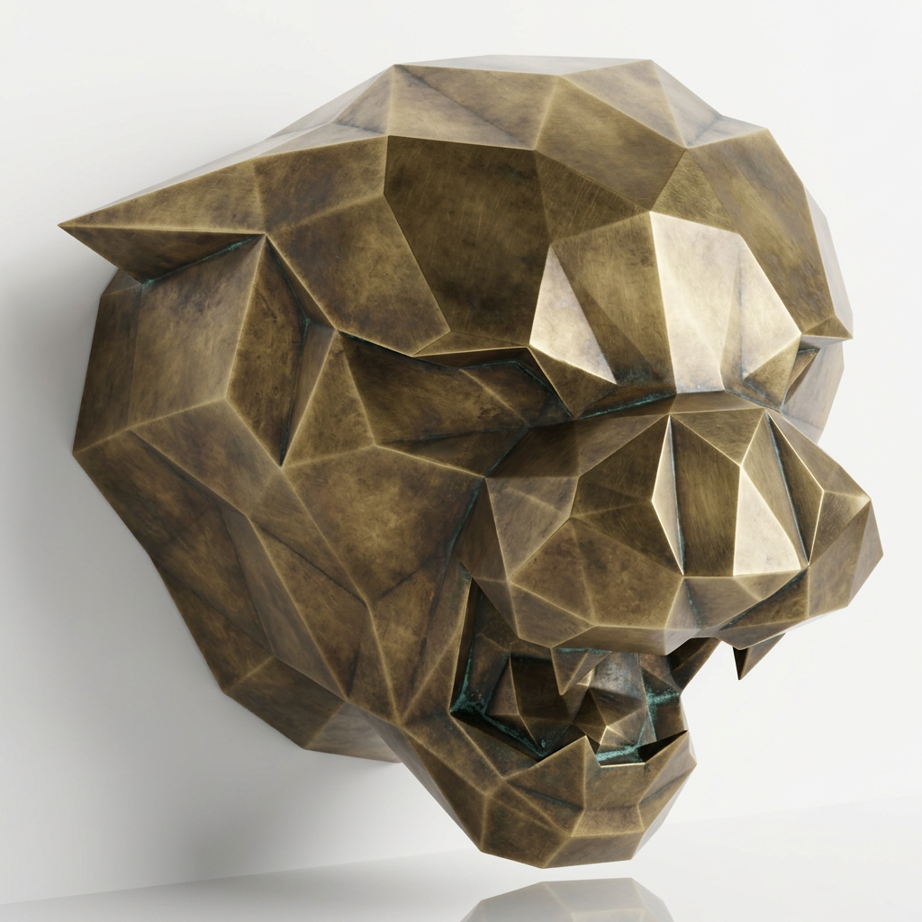 Sculpture Tête de Tigre Géométrique - Sculpture Origami