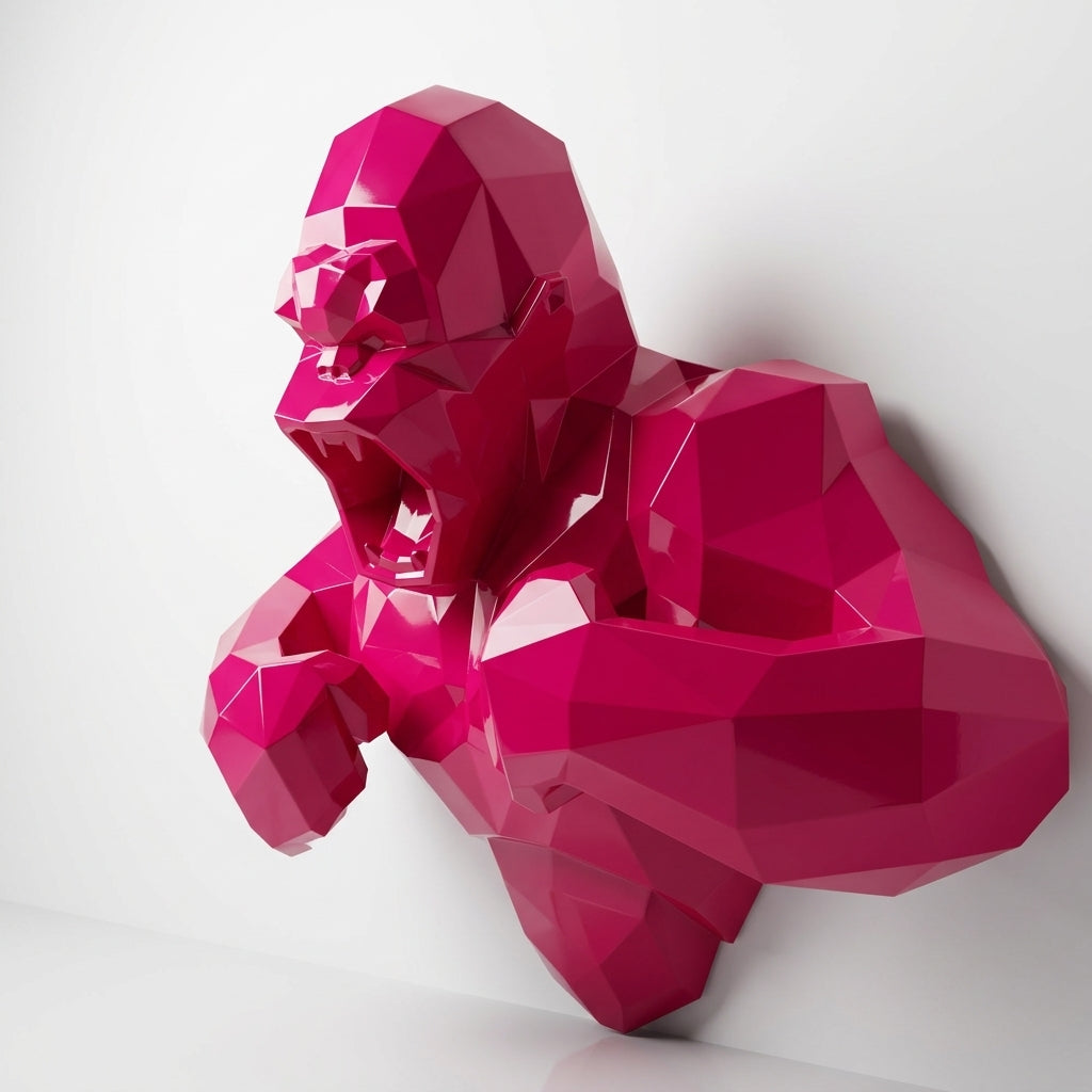 Grande Sculpture Torse de King Kong Polygone - Sculpture Origami