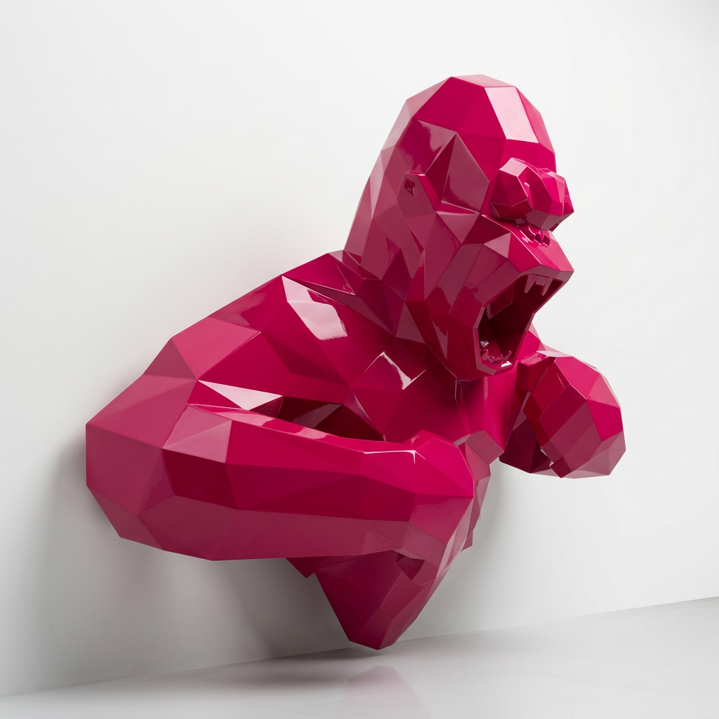 Grande Sculpture Torse de King Kong Polygone - Sculpture Origami