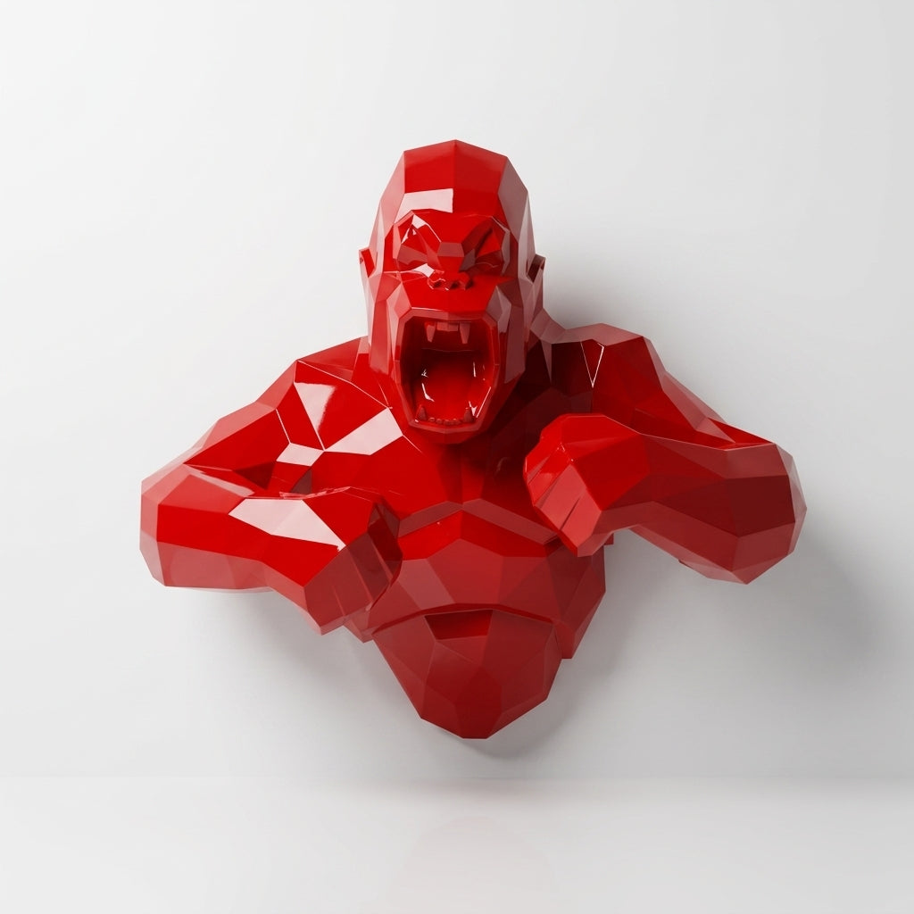 Grande Sculpture Torse de King Kong Polygone - Sculpture Origami