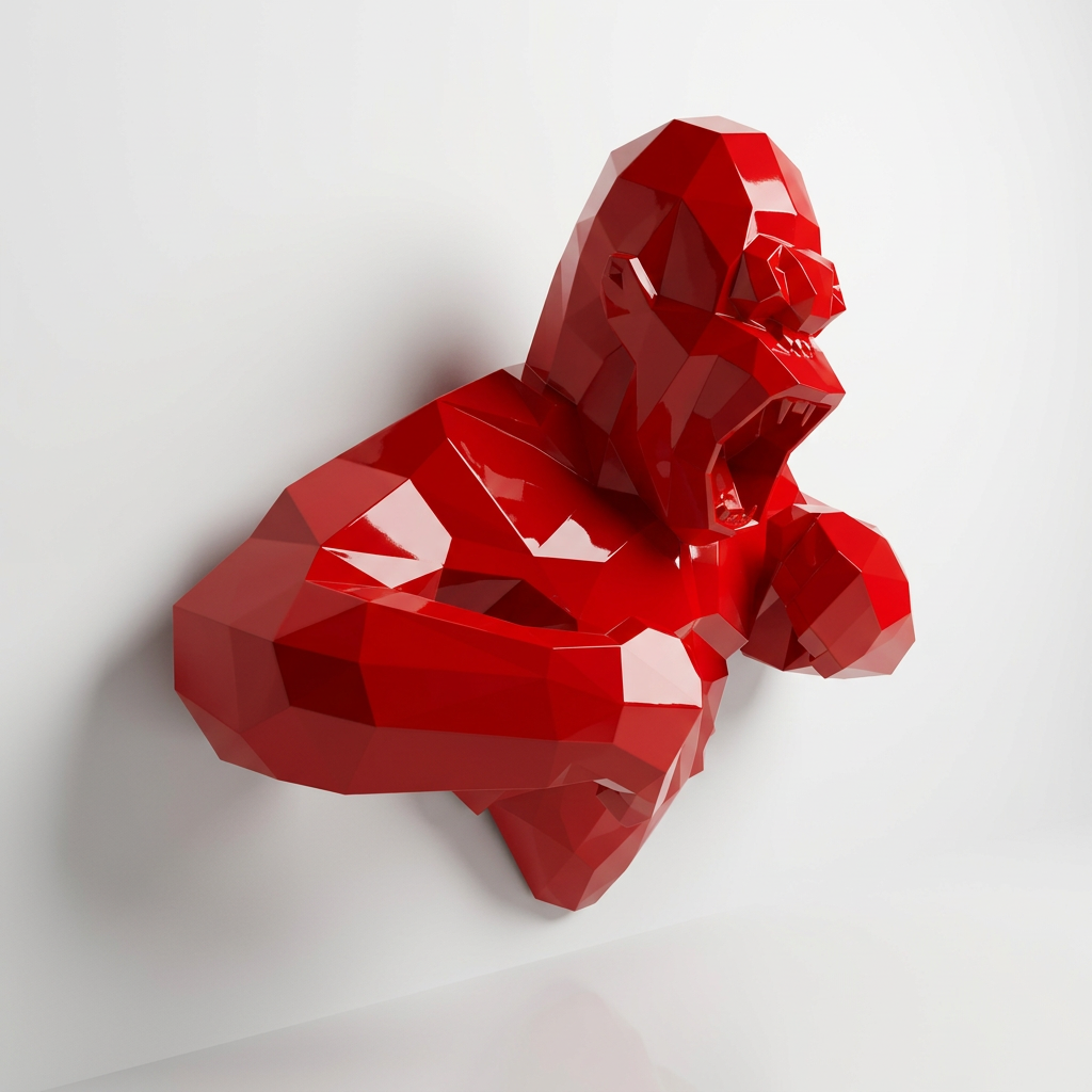Grande Sculpture Torse de King Kong Polygone - Sculpture Origami