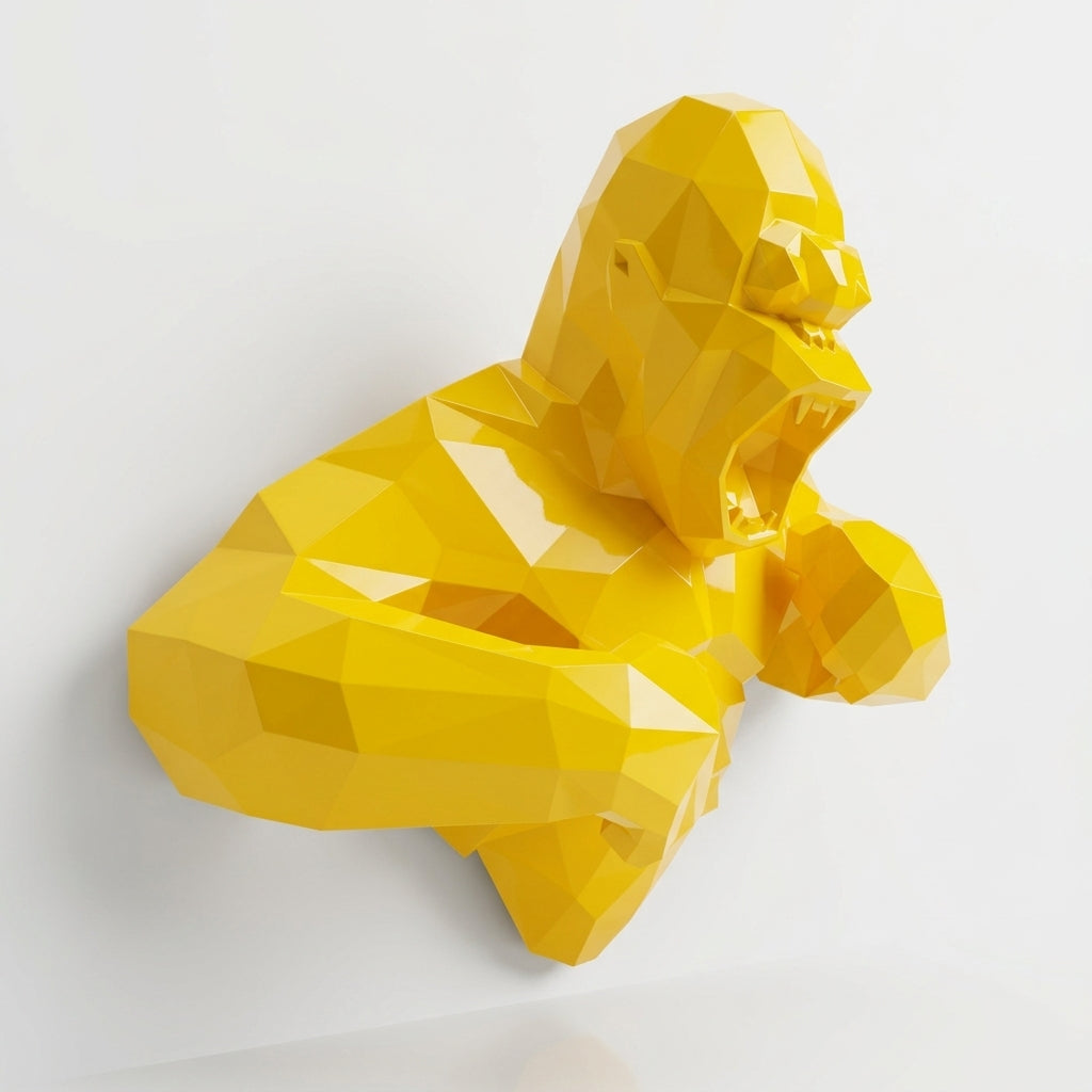 Grande Sculpture Torse de King Kong Polygone - Sculpture Origami