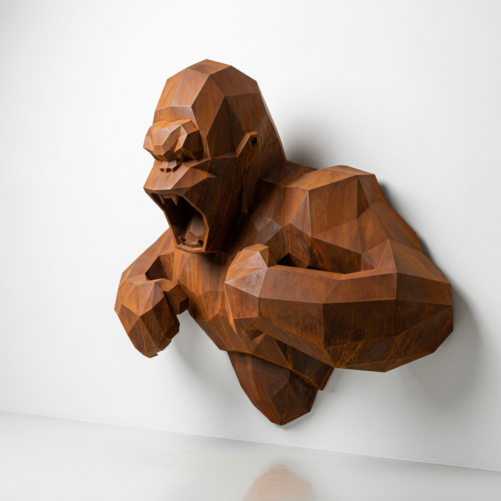 Grande Sculpture Torse de King Kong Polygone - Sculpture Origami