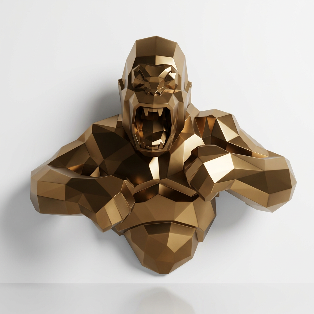 Grande Sculpture Torse de King Kong Polygone - Sculpture Origami