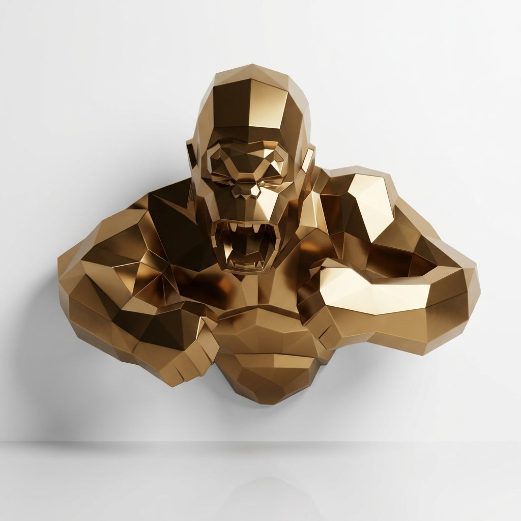 Grande Sculpture Torse de King Kong Polygone - Sculpture Origami