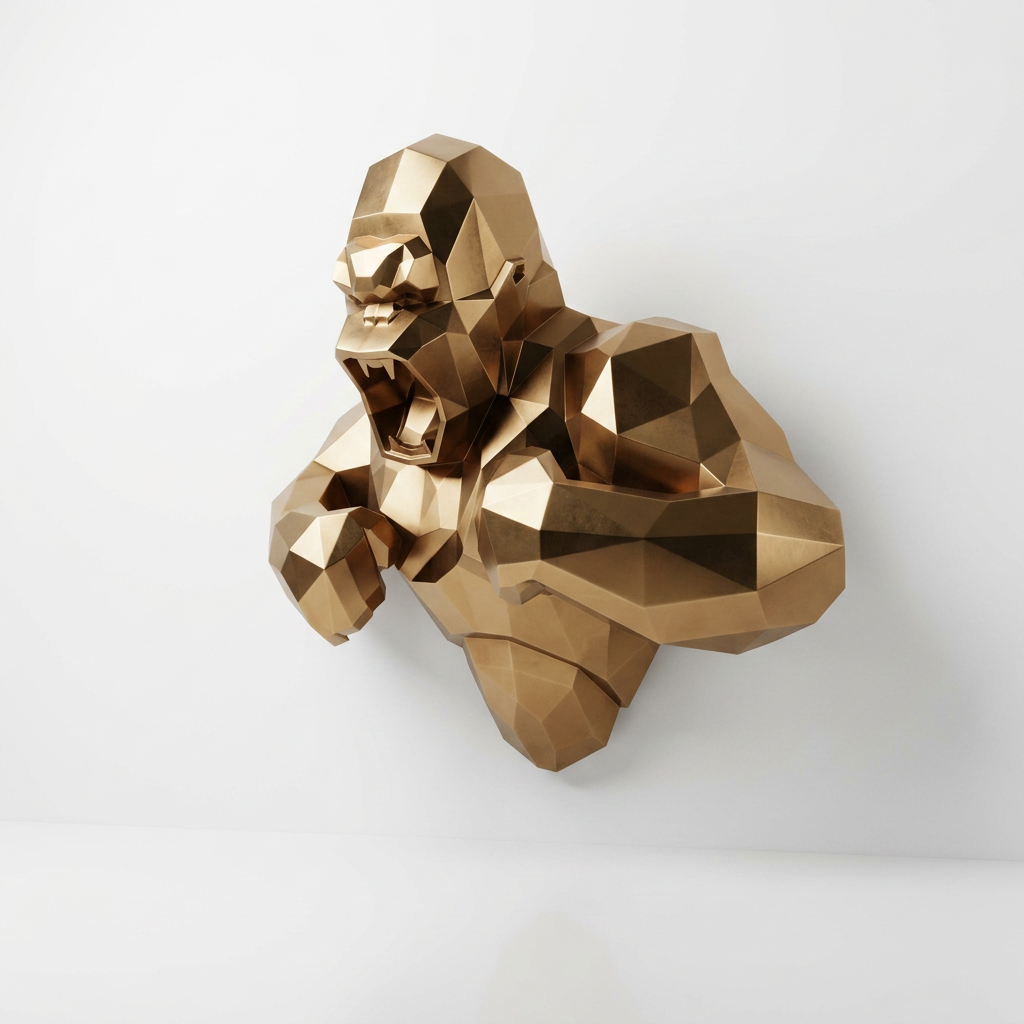 Grande Sculpture Torse de King Kong Polygone - Sculpture Origami