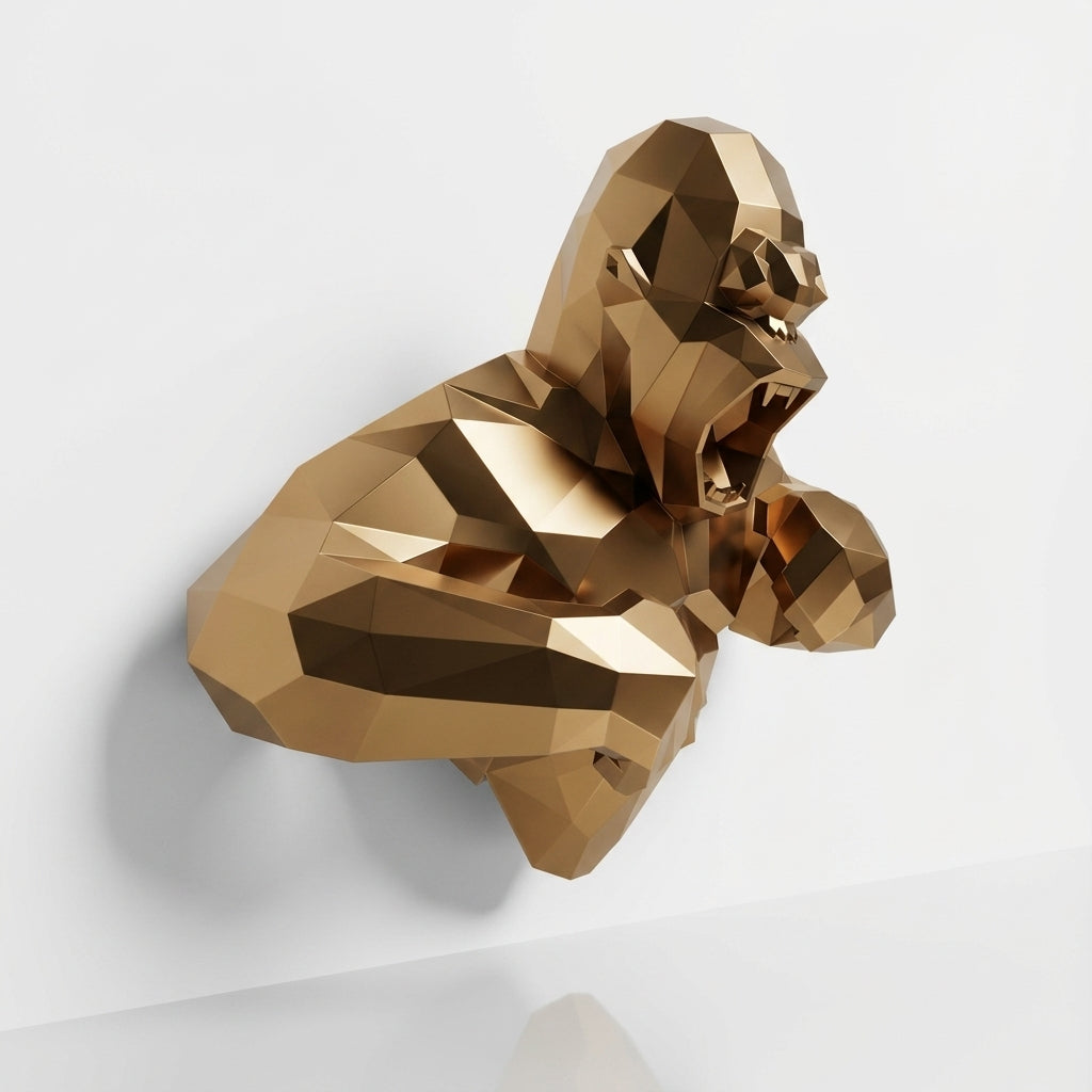 Grande Sculpture Torse de King Kong Polygone - Sculpture Origami