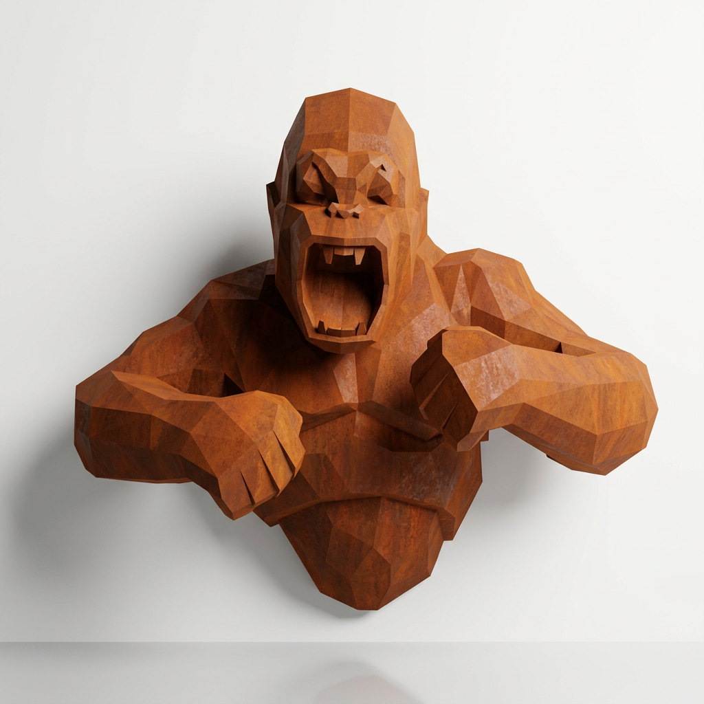 Grande Sculpture Torse de King Kong Polygone - Sculpture Origami
