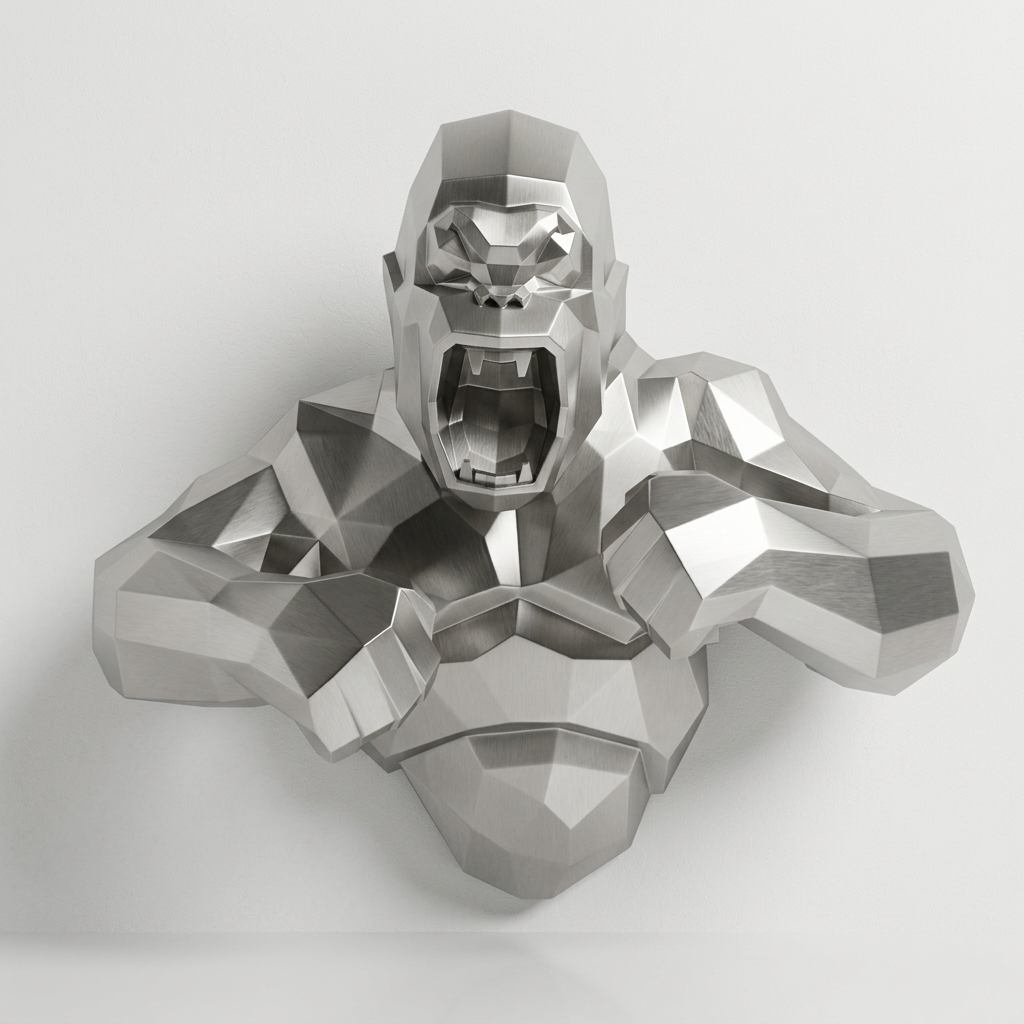 Grande Sculpture Torse de King Kong Polygone - Sculpture Origami